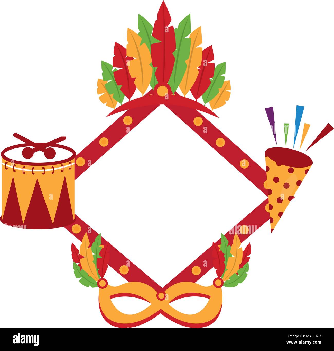 diamond frame with carnival elements vector illustration design Stock Vector