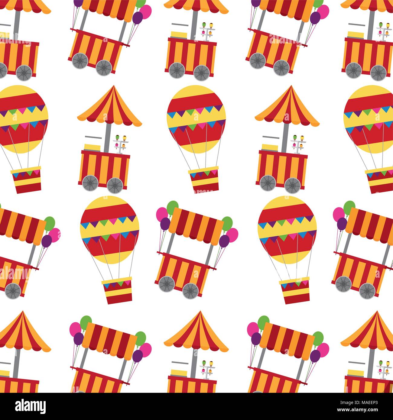 circus ice cream shop and balloons air pattern vector illustration ...