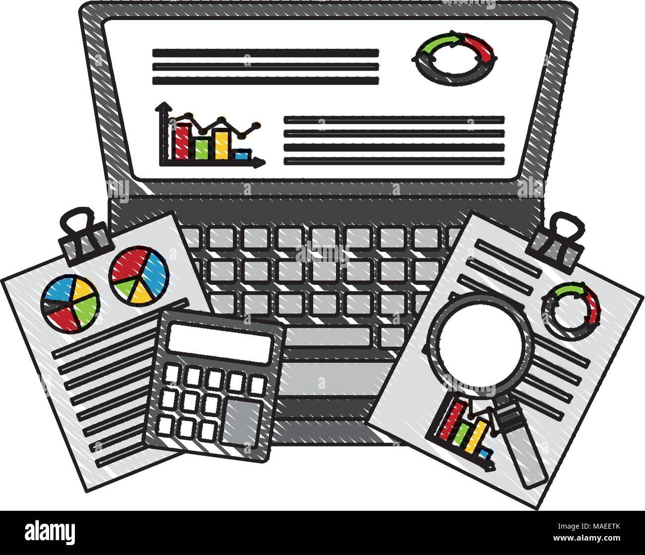 statistics and infographics set icons vector illustration design Stock Vector