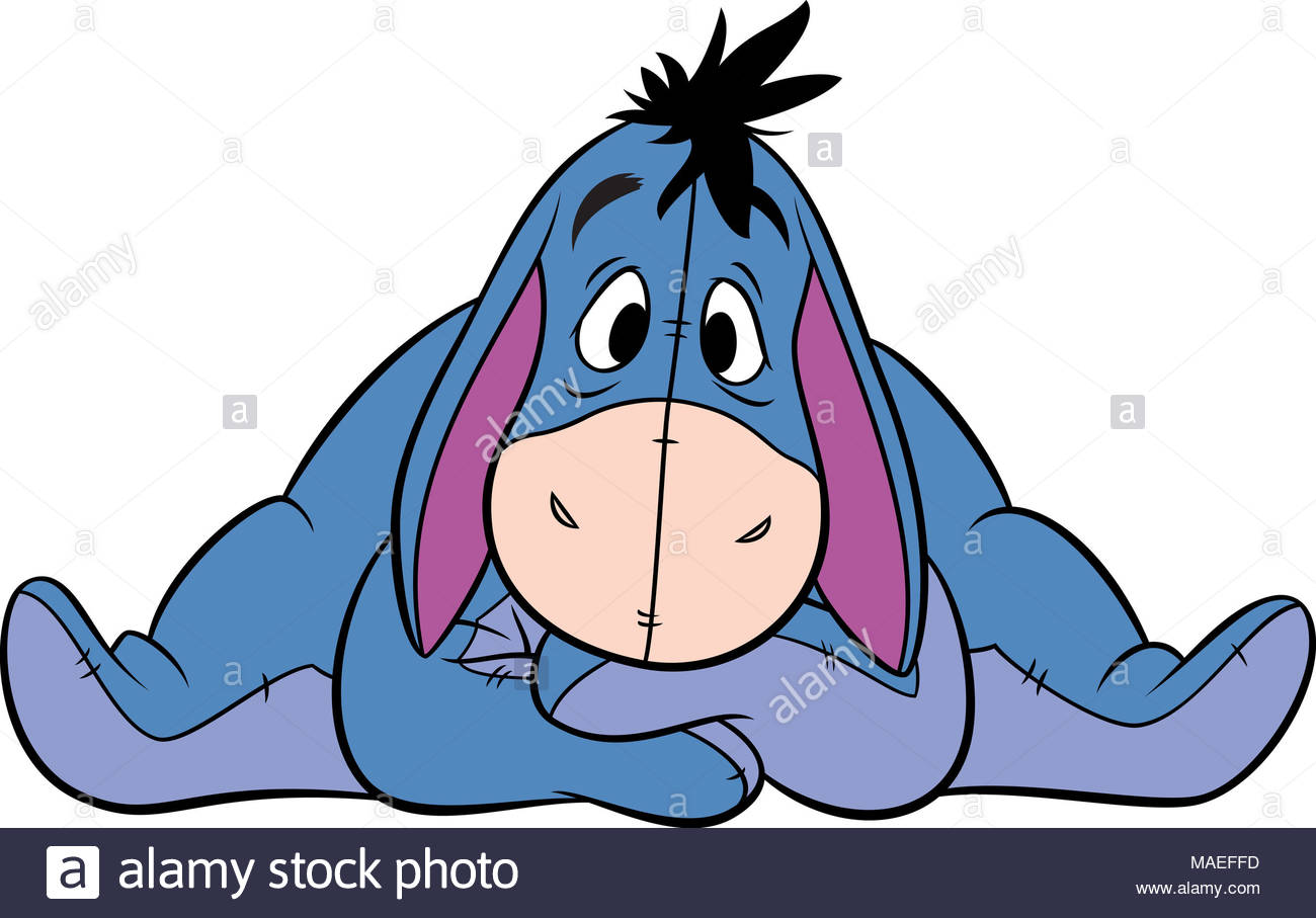 winnie the pooh eeyore donkey face down illustration cartoon stock
