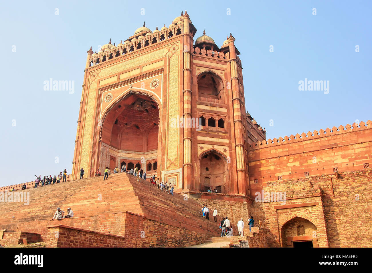 Buland Darwasa (Victory Gate) leading to Jama Masjid in Fatehpur Sikri, Uttar Pradesh, India. It is the highest gateway in the world and is an example Stock Photo