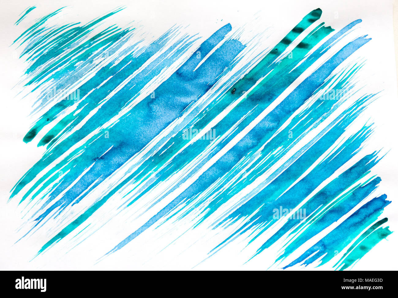 Watercolor hand drawn blue texture isolated on white background Stock ...
