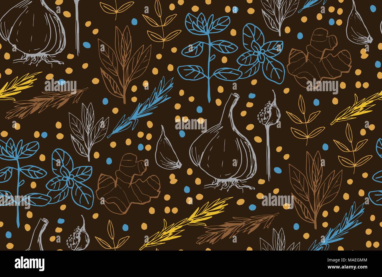 Herbs and medicinal plants seamless pattern Stock Vector Image & Art ...