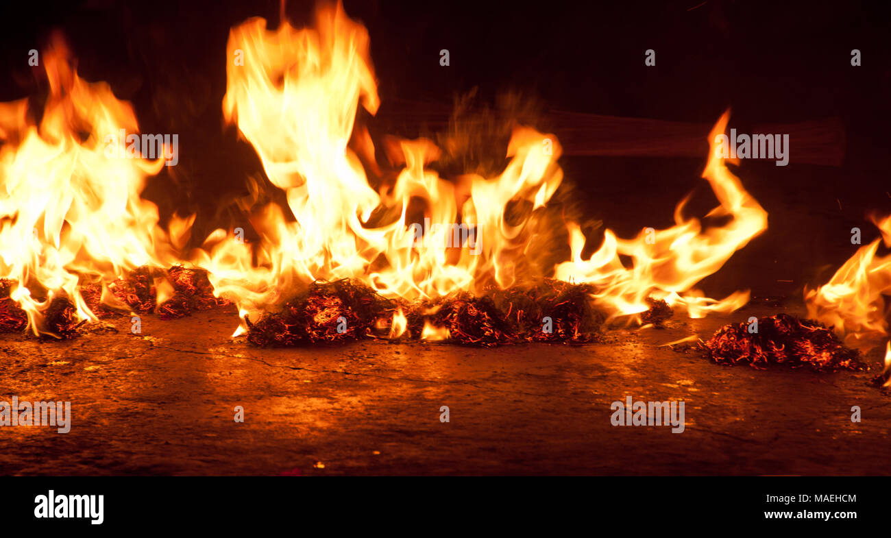 Burning fire stone on a floor background Stock Photo Alamy