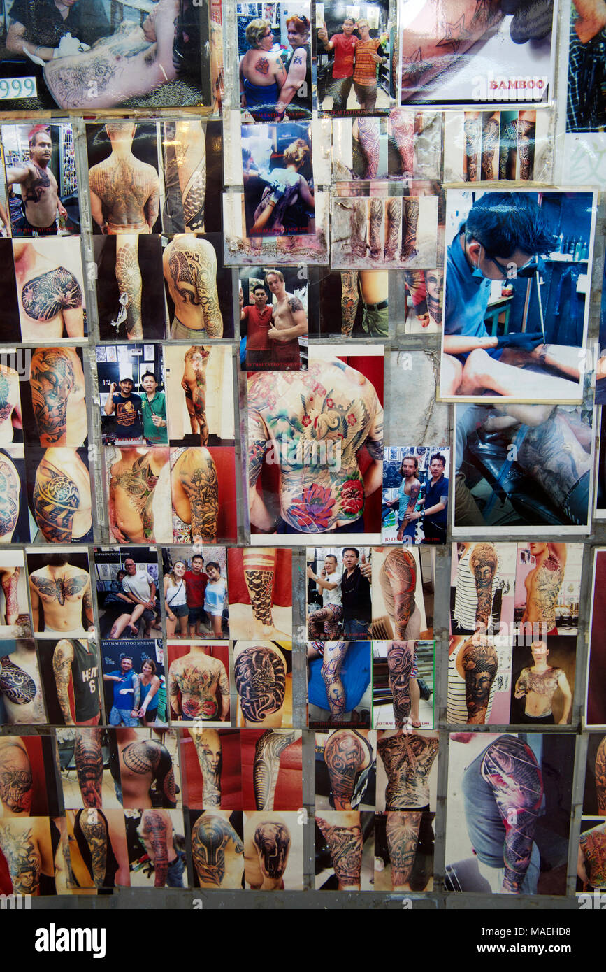 Tattoos illustrations Petaling Street Chinatown Kuala Lumpur Malaysia Stock Photo