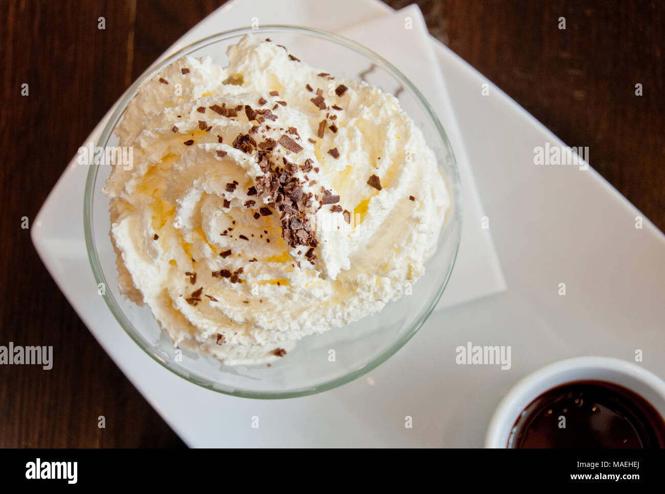 White vanilla cream with cinnamon flake on top Stock Photo