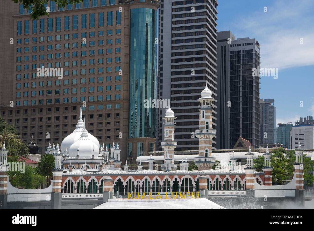 Jamek Mosque and Klang River Kuala Lumpur Malaysia Stock Photo