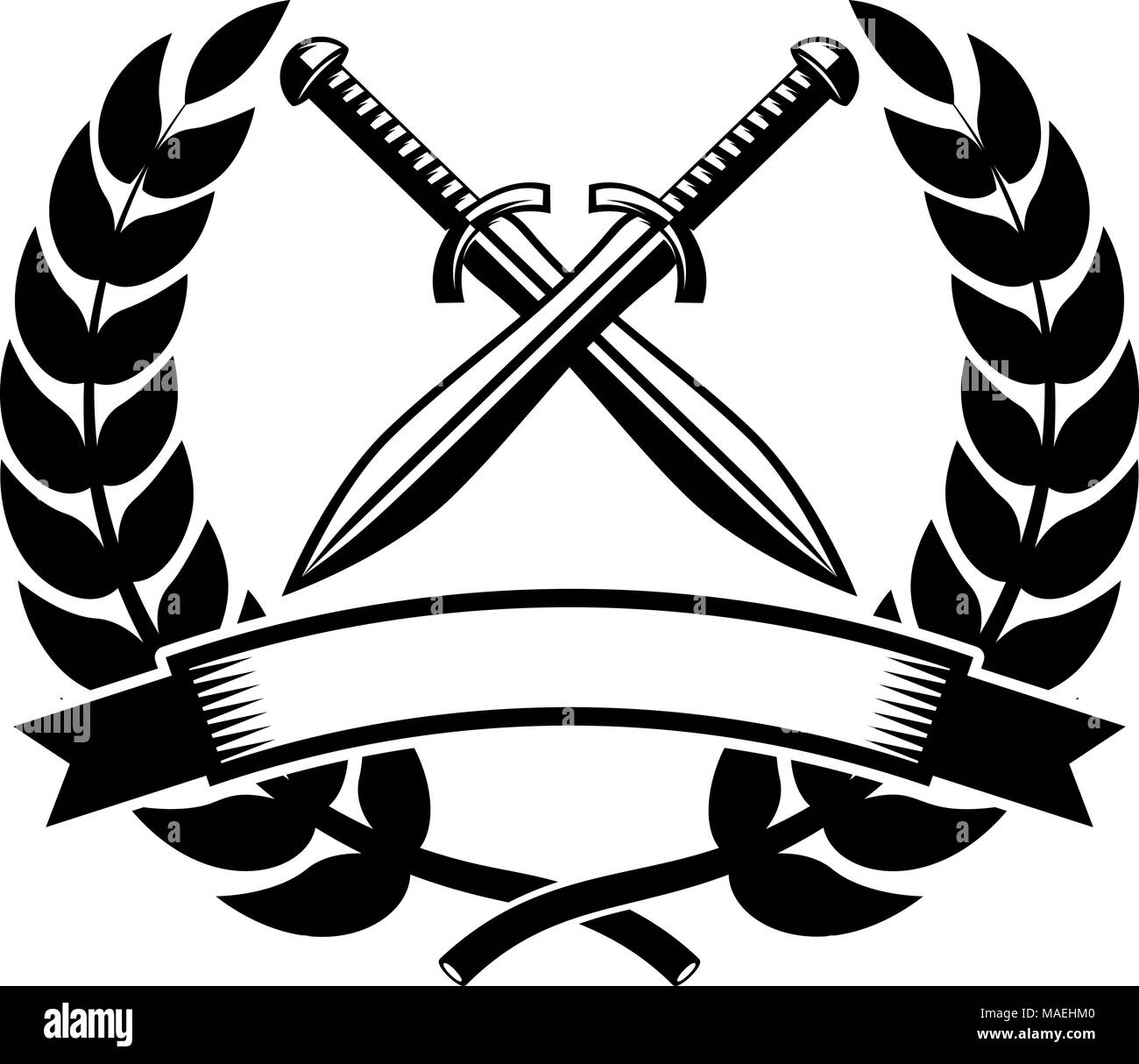 Emblem template with crossed swords. Design element for logo, label,  emblem, sign. Vector illustration Stock Vector Image & Art - Alamy