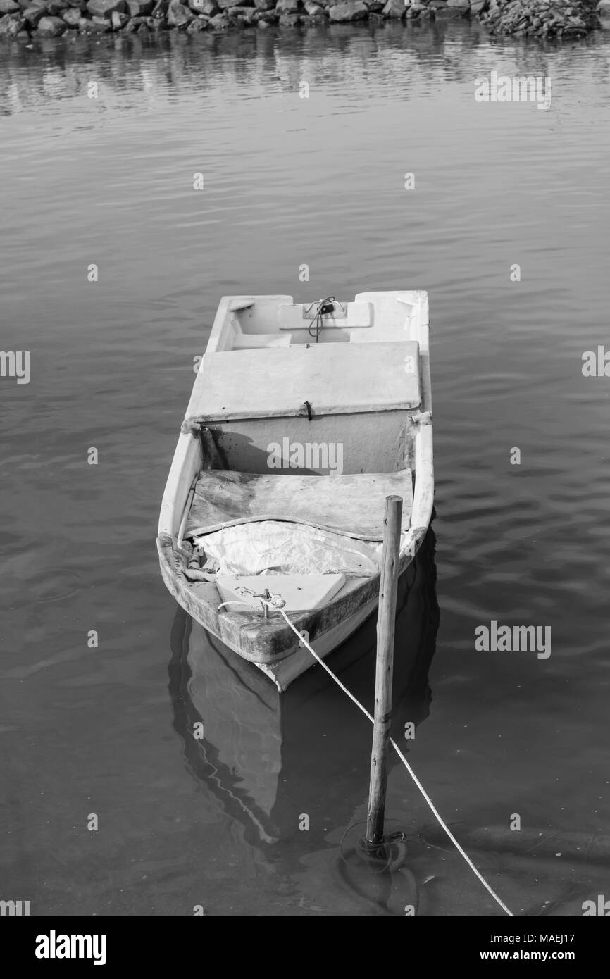 Small fishing boat pier Black and White Stock Photos & Images - Alamy
