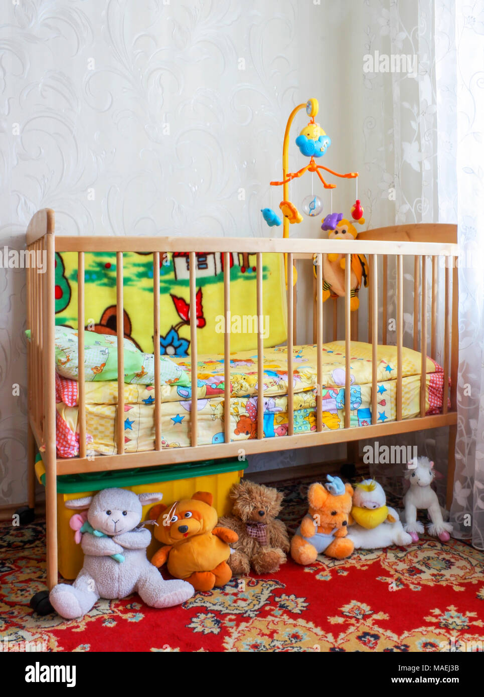 toys in baby crib