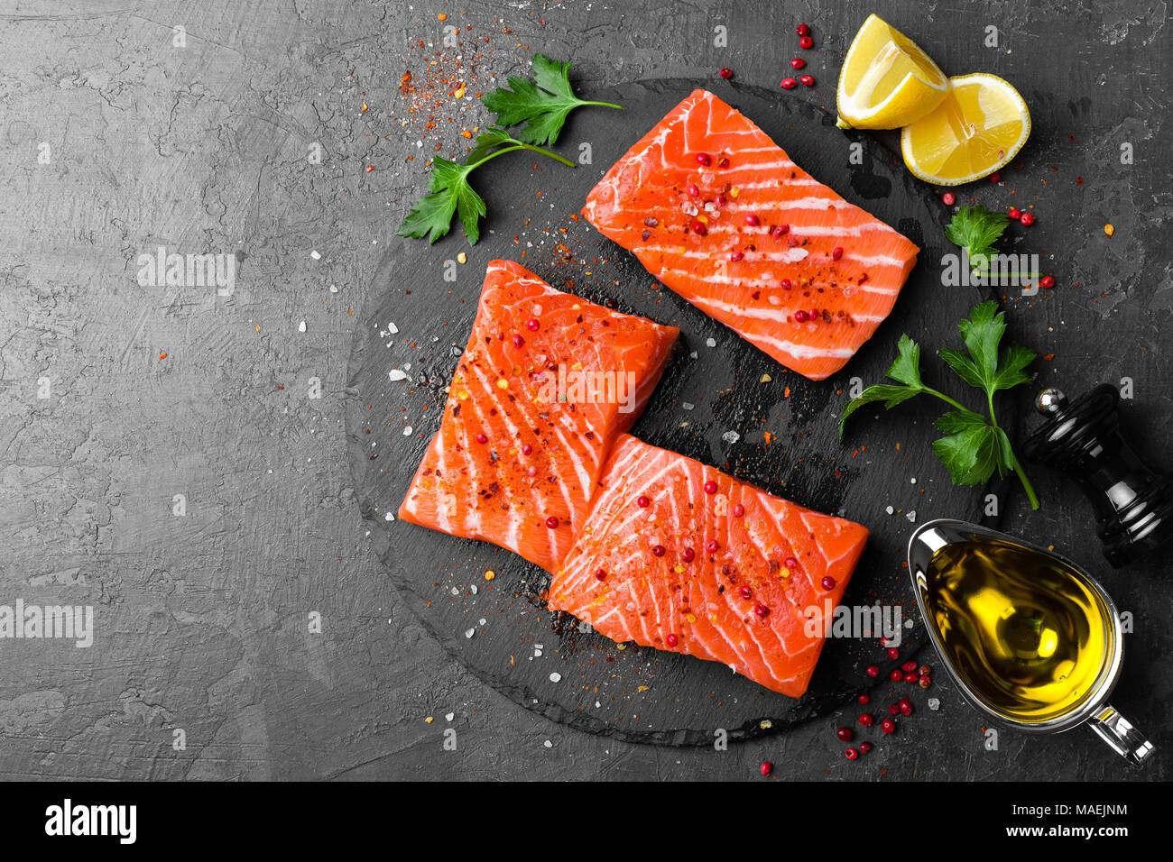 Salmon. Fresh salmon fish. Raw salmon fish fillet Stock Photo - Alamy