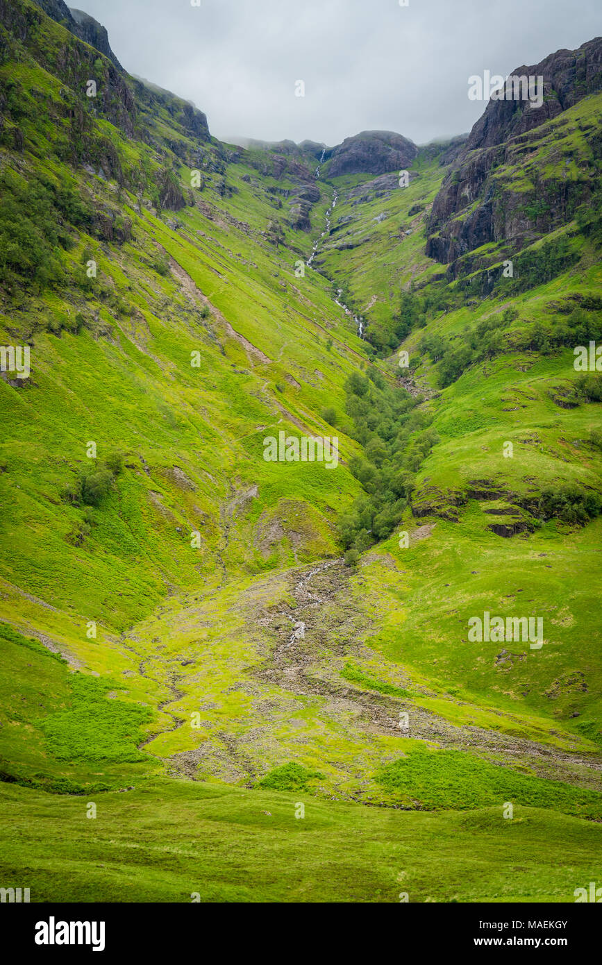 Scenic sight in Glencoe, in the Lochaber area of the Scottish Highlands. Stock Photo