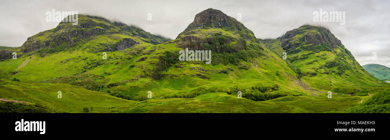 The famous Three Sisters mountains in Glencoe, Scottish Highlands. Stock Photo