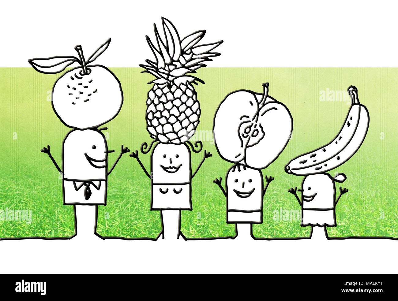 Cartoon family with fruits Stock Photo Alamy