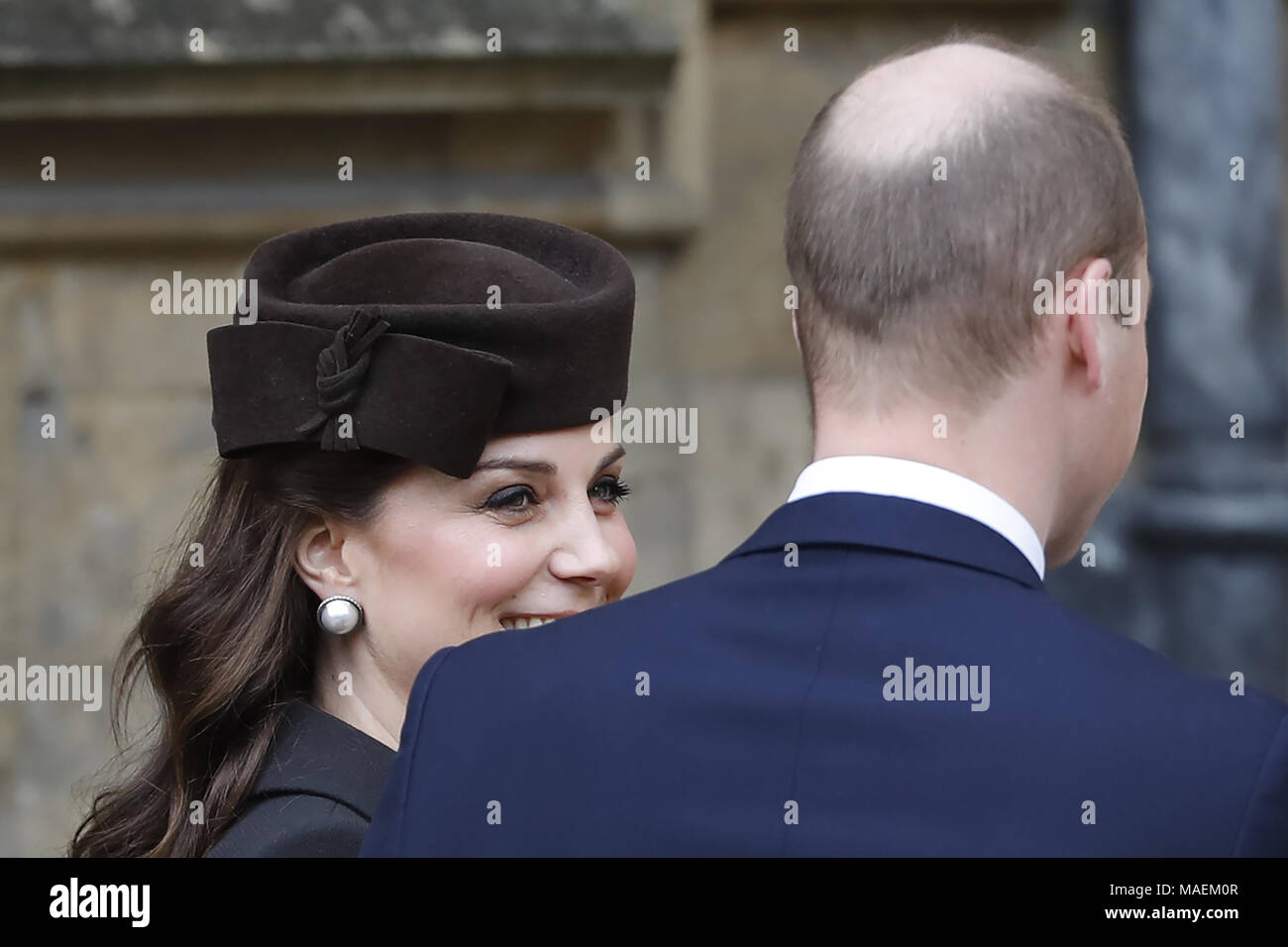 The Duke and Duchess of Cambridge arrive for the Easter Mattins Service ...