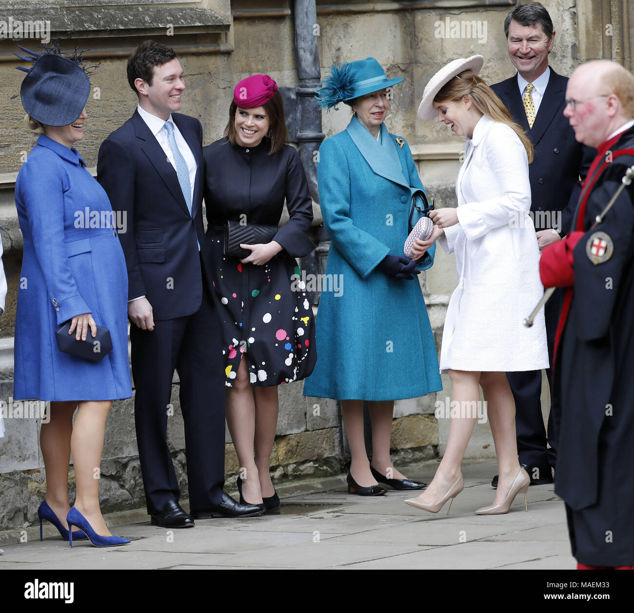 Members of the Royal family, Zara Tindall (left) Princess Eugenie and ...