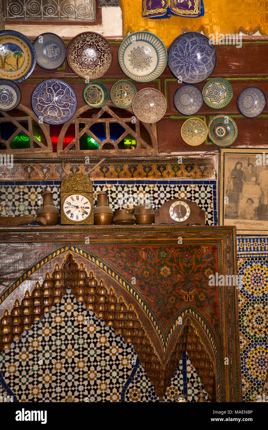 Morocco, Fes, Fes el Bali, Medina, antiques shop in historic house