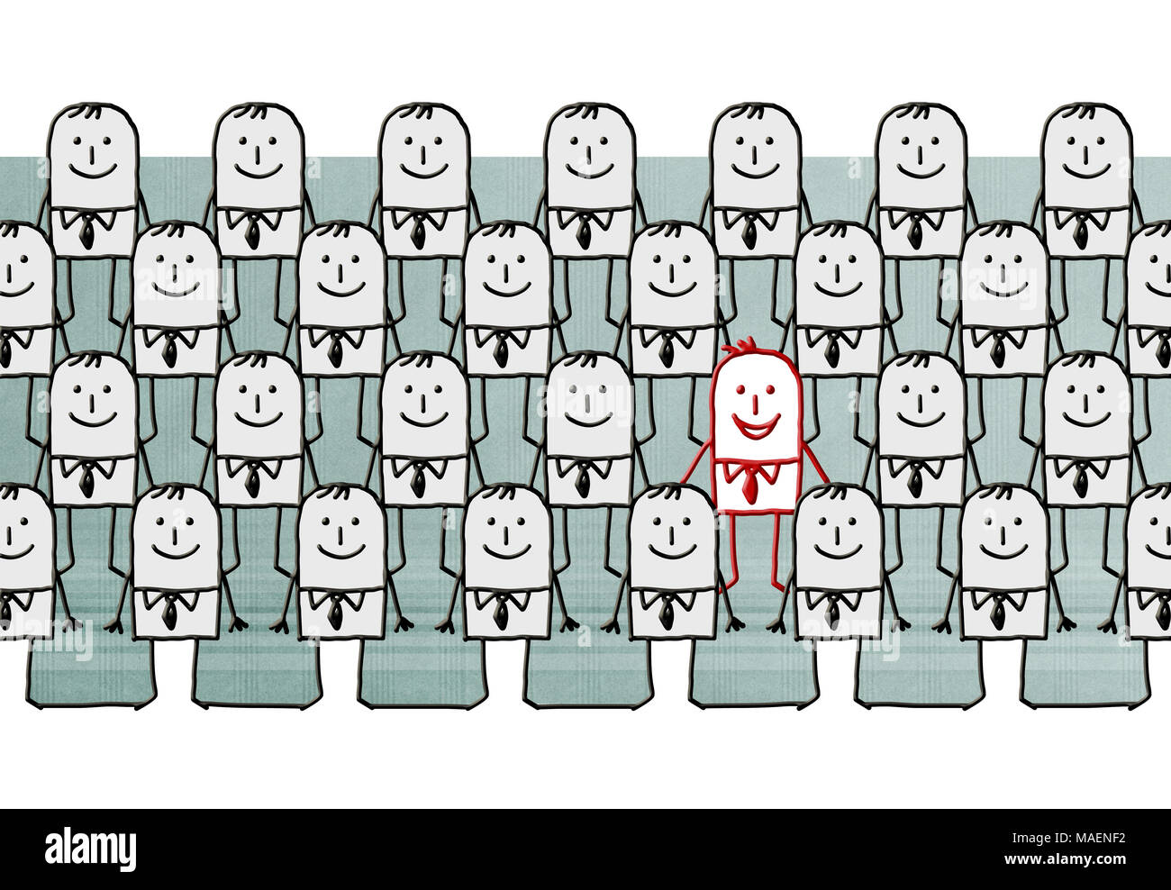 Cartoon single man in a crowd Stock Photo - Alamy