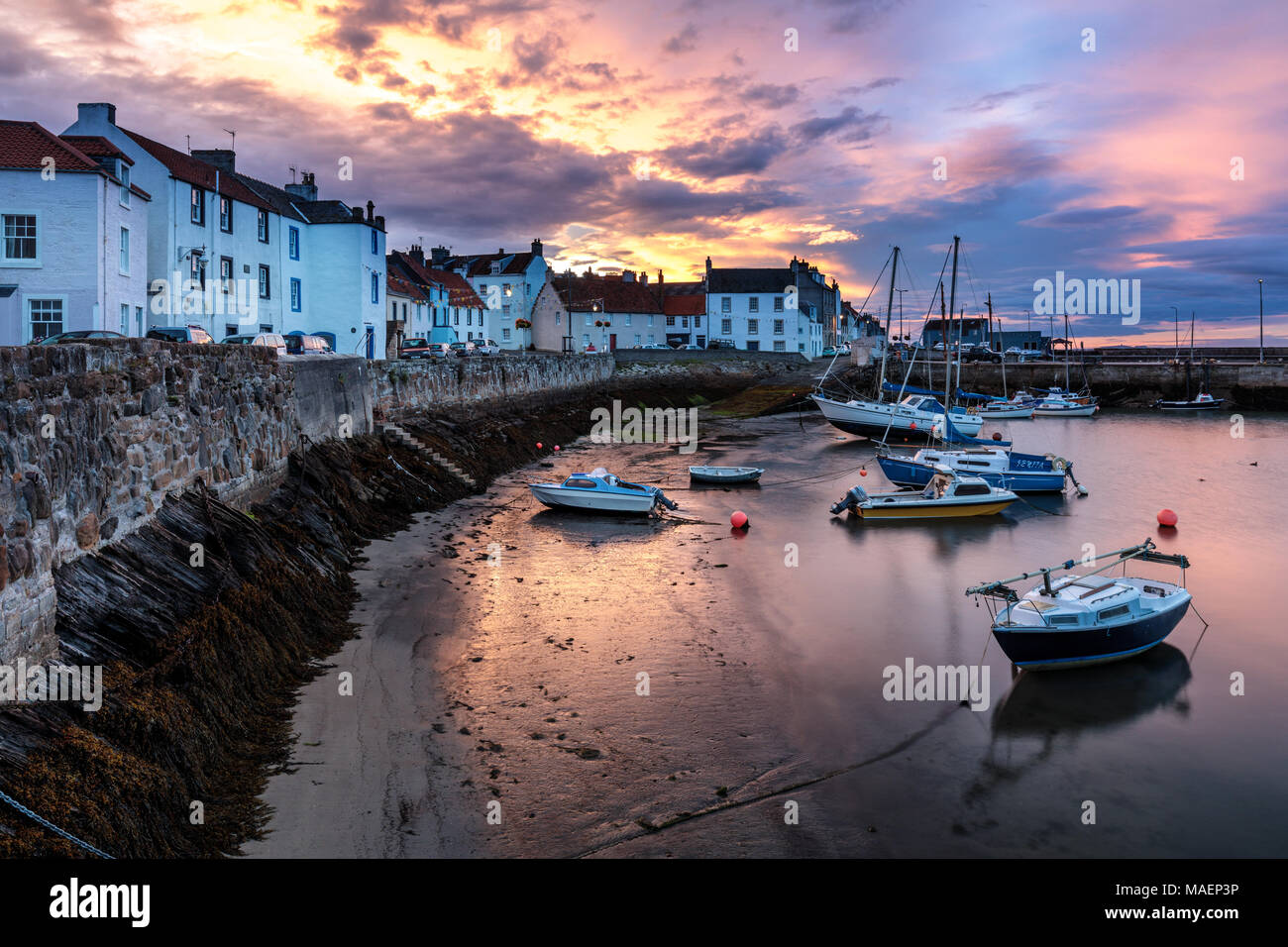 Picturesque fishing village St Monans on the East Neuk coast in Fife. Stock Photo