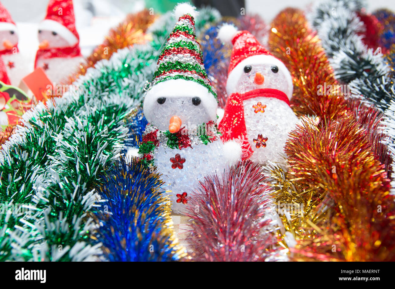 Christmas decorations on the Christmas tree Stock Photo