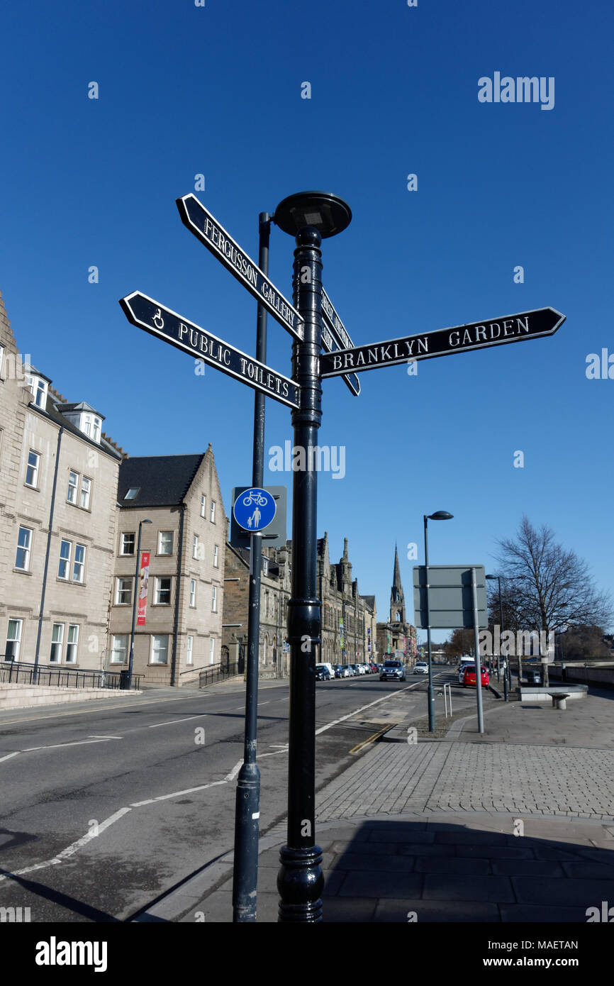 Perth, Scotland city centre street signs Stock Photo Alamy