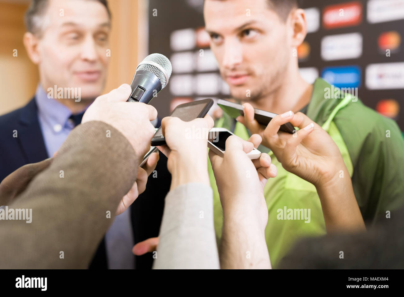 Olympic Athlete Giving Interview Stock Photo