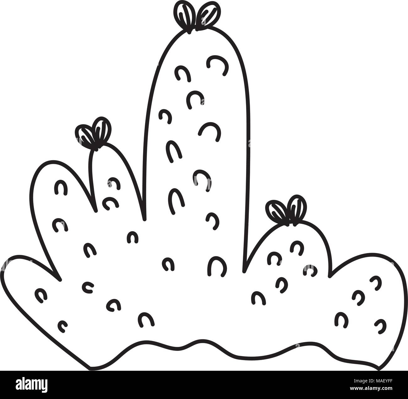 line nature bush plant with leaves design vector illustration Stock