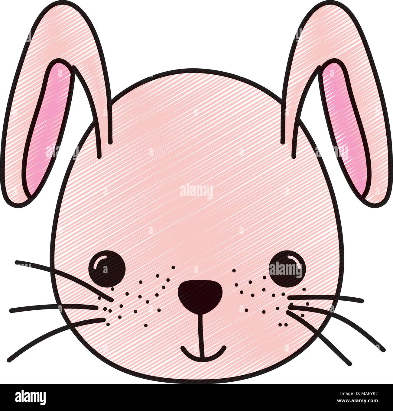 doodle adorable rabbit head wild animal vector illustration Stock ...