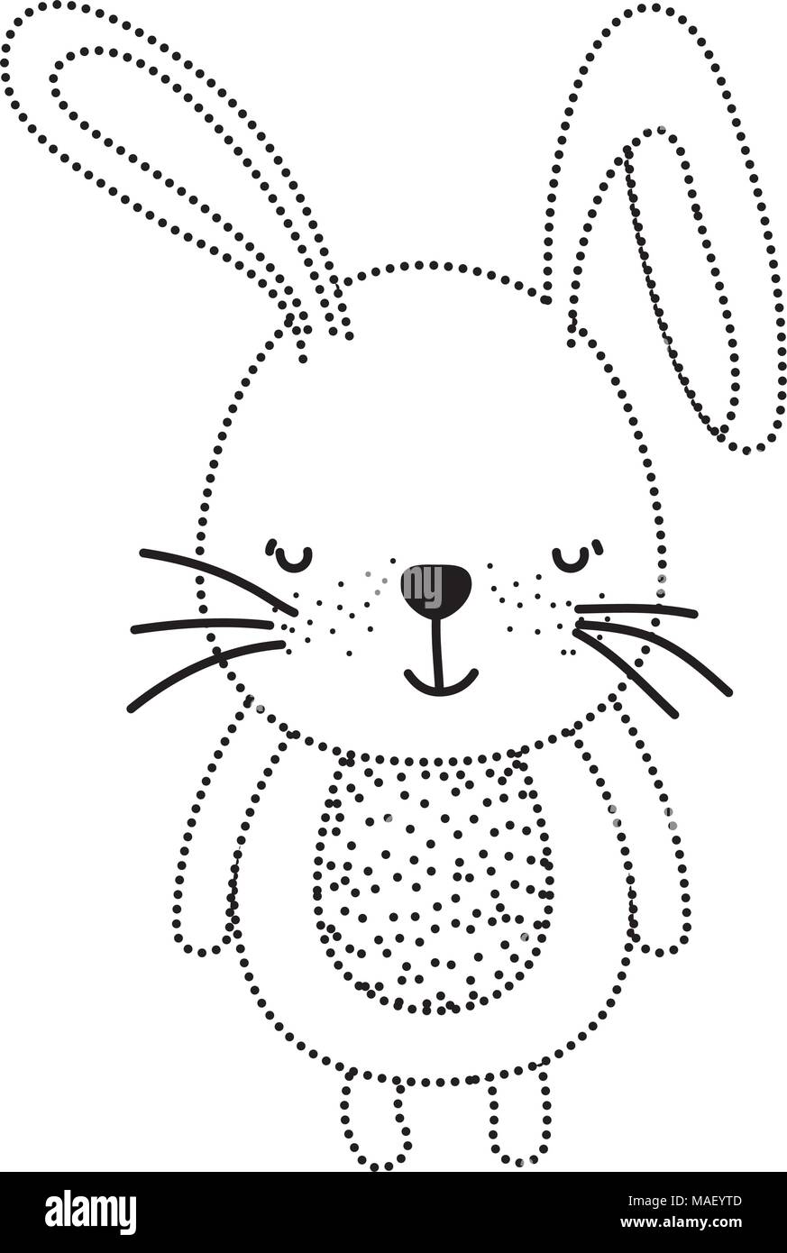 dotted shape happy rabbit wild cute animal vector illustration Stock ...