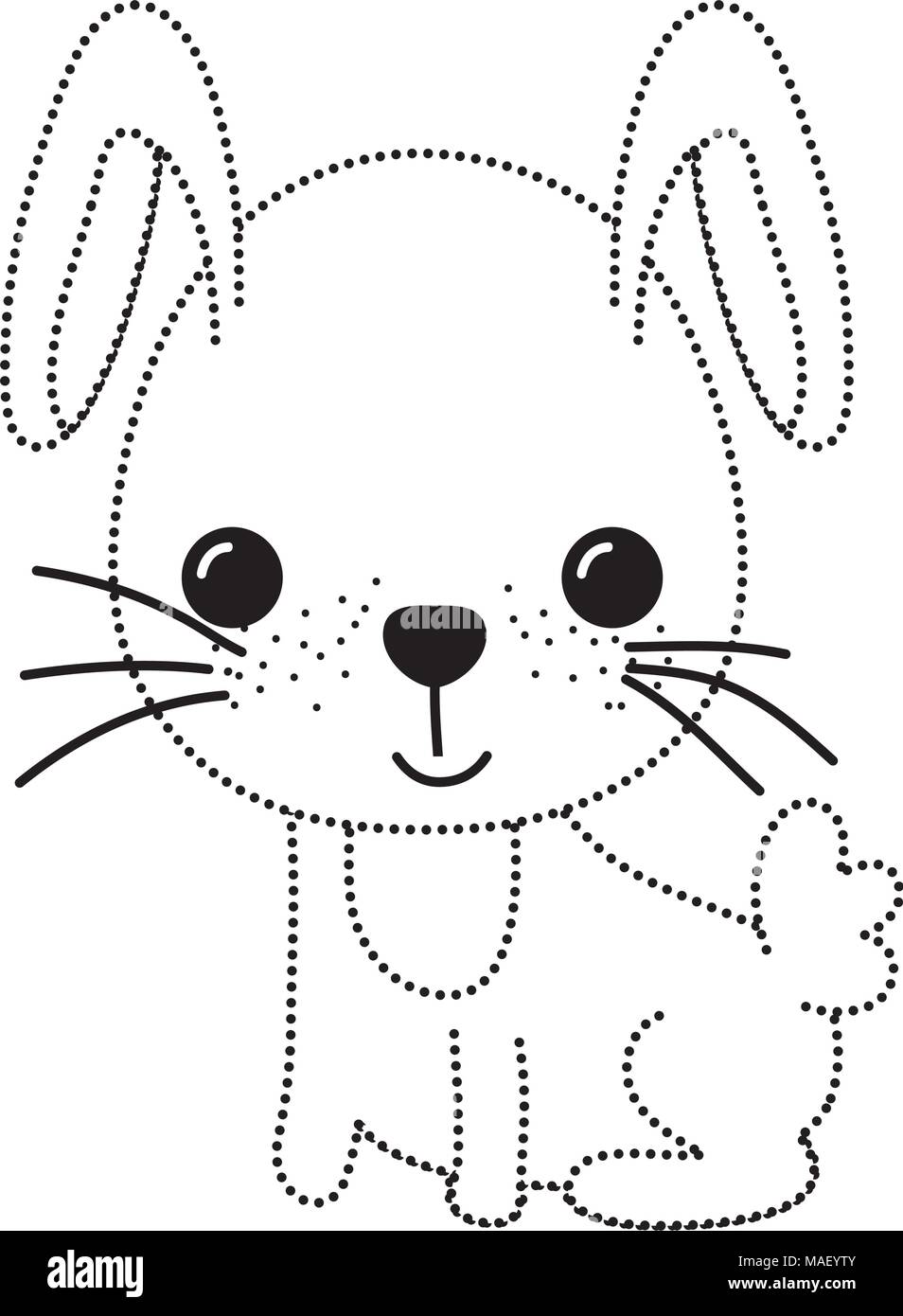 dotted shape happy rabbit seated animal with tail vector illustration ...