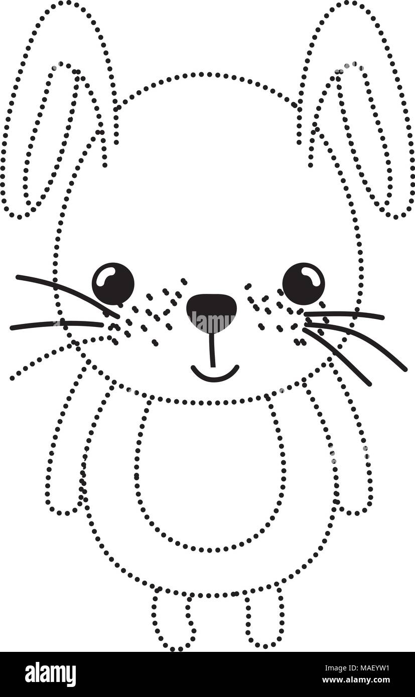 dotted shape cute rabbit wild animal character vector illustration ...