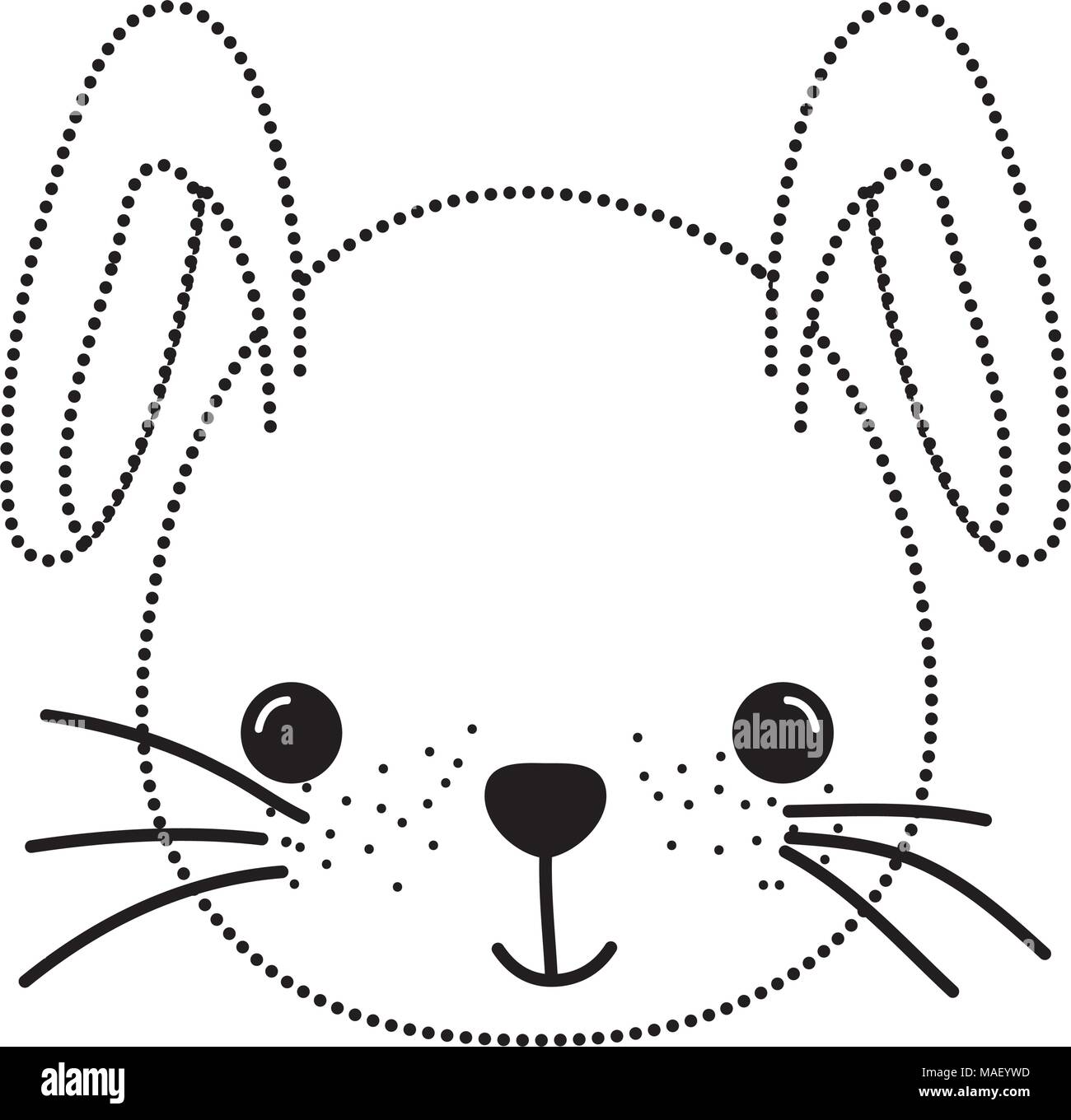 dotted shape adorable rabbit head wild animal vector illustration Stock ...
