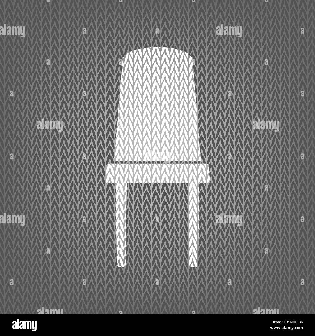 Office chair sign. Vector. White knitted icon on gray knitted ...