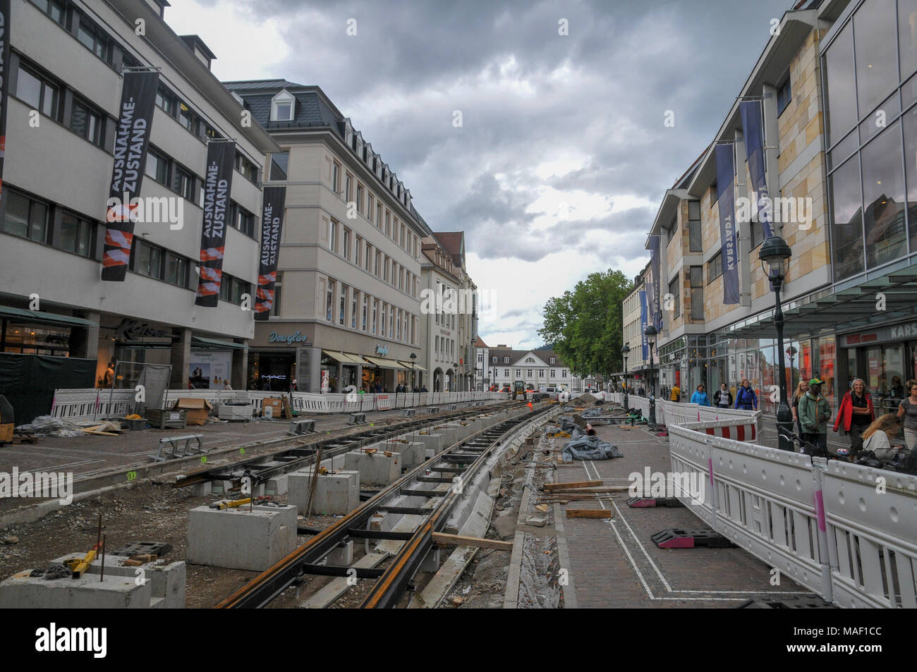 Germany, Baden-Wurttemberg Freiburg im Breisgau, construction of a light rail system Stock Photo