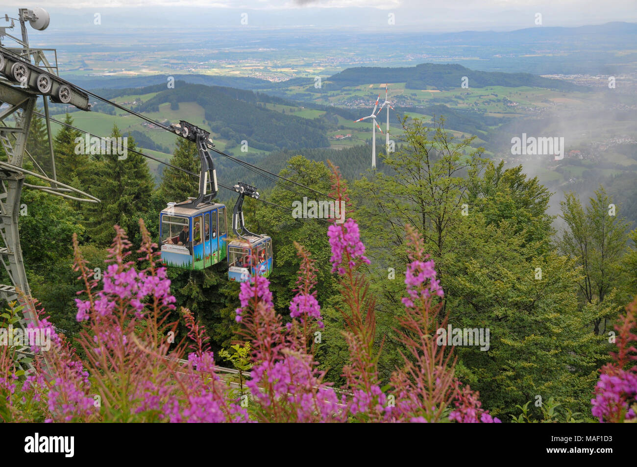Cable car to the peak of Schauinsland, from Freiburg im Breisgau, Germany, Baden-Wurttemberg Stock Photo