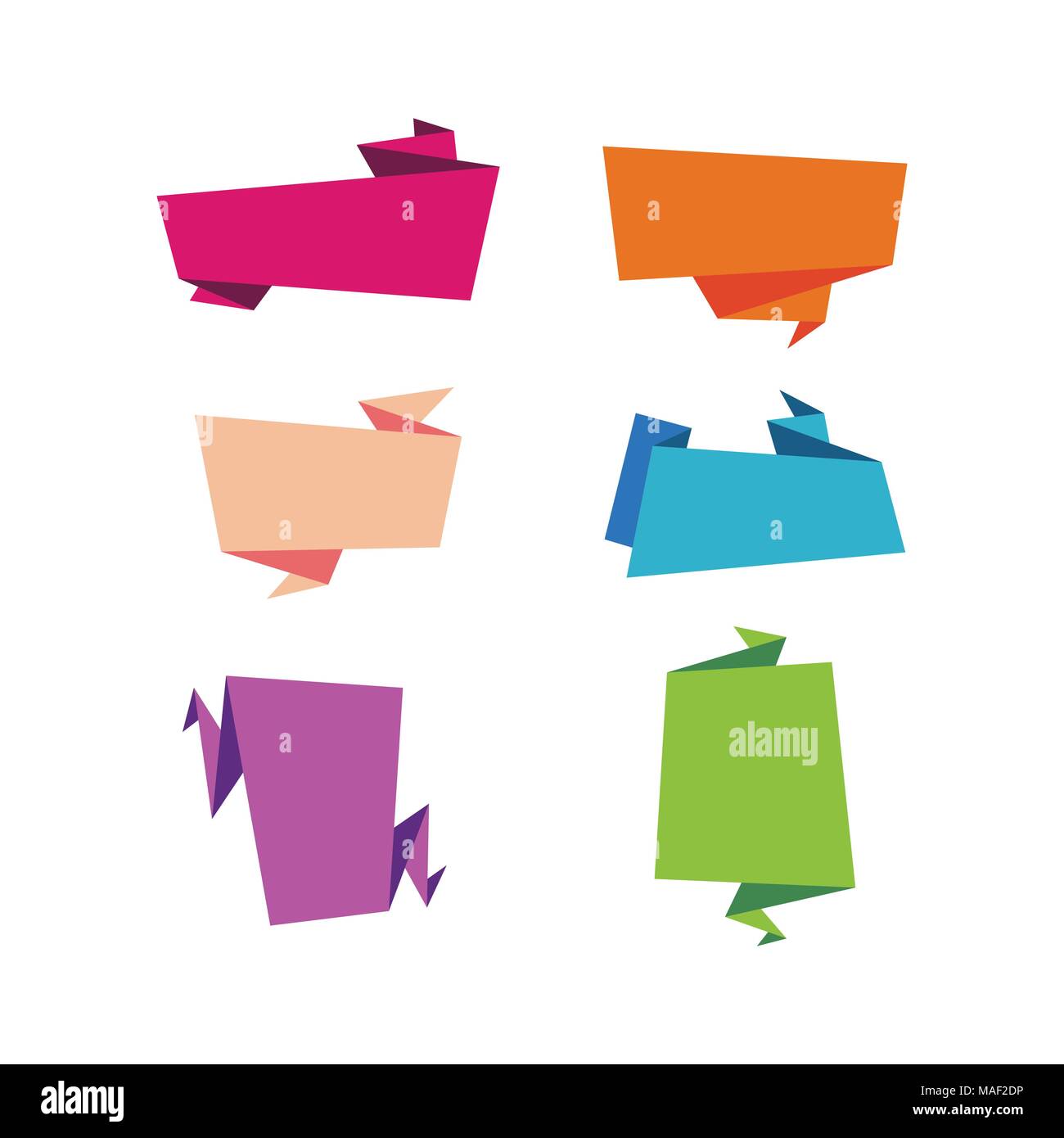 set of flat vector ribbons banners isolated on white background Stock ...