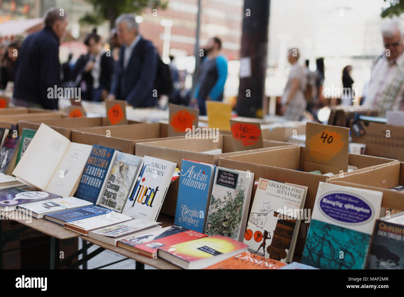 Stockholm bokbord the longest book market in the world Stock Photo Alamy