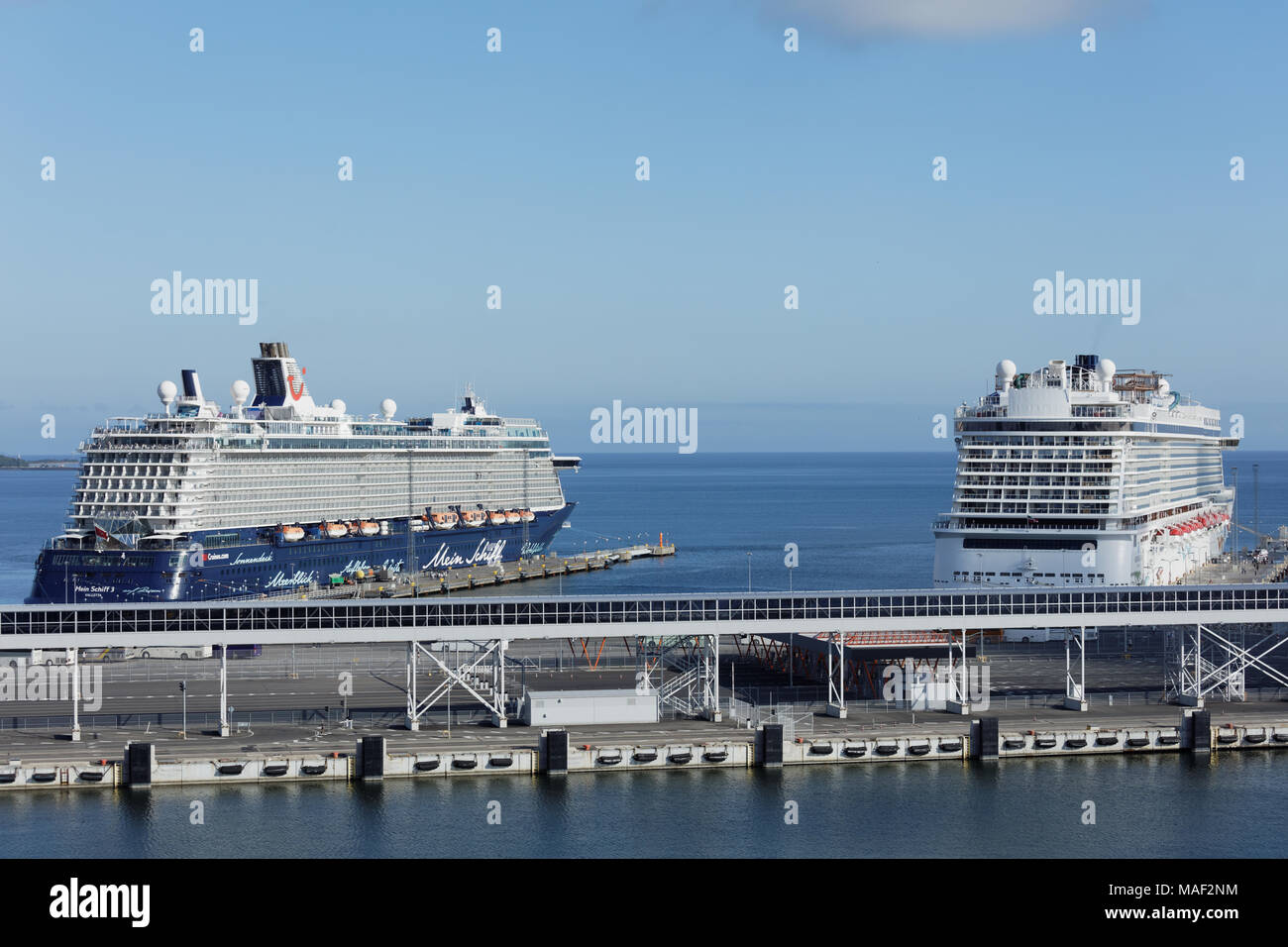 Cruise ships in the port of Tallinn, Estonia Stock Photo