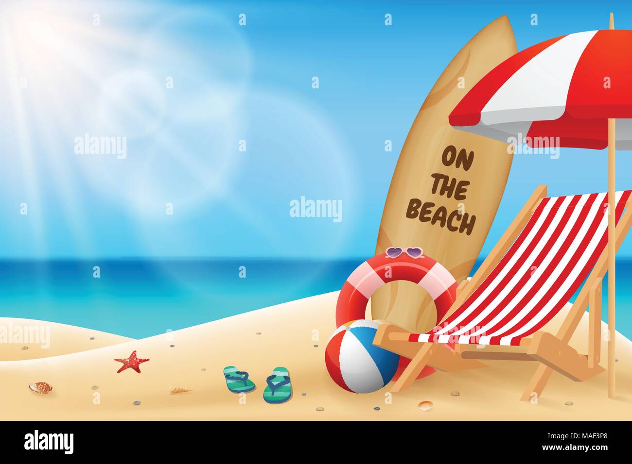 Seascape Horizontal Background Turquoise Sea Water Scene For Summer Season Vector Illustration Stock Vector Image Art Alamy