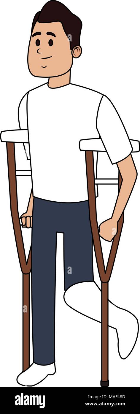 Man walking with leg cast Stock Vector Image & Art - Alamy