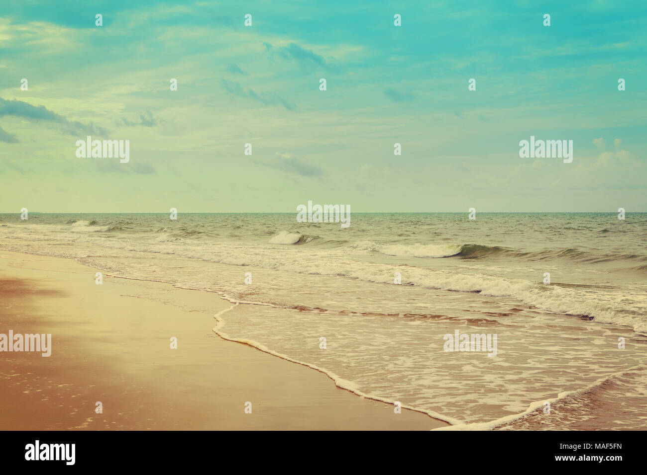 tropical beach (seascape) in summer with vintage toned. Stock Photo