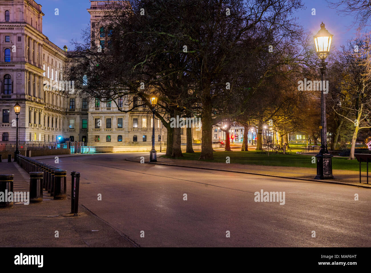 Central London street view at night, UK Stock Photo