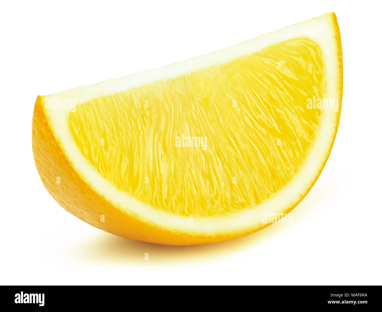 Perfectly retouched lemon fruit slice isolated on the white background ...