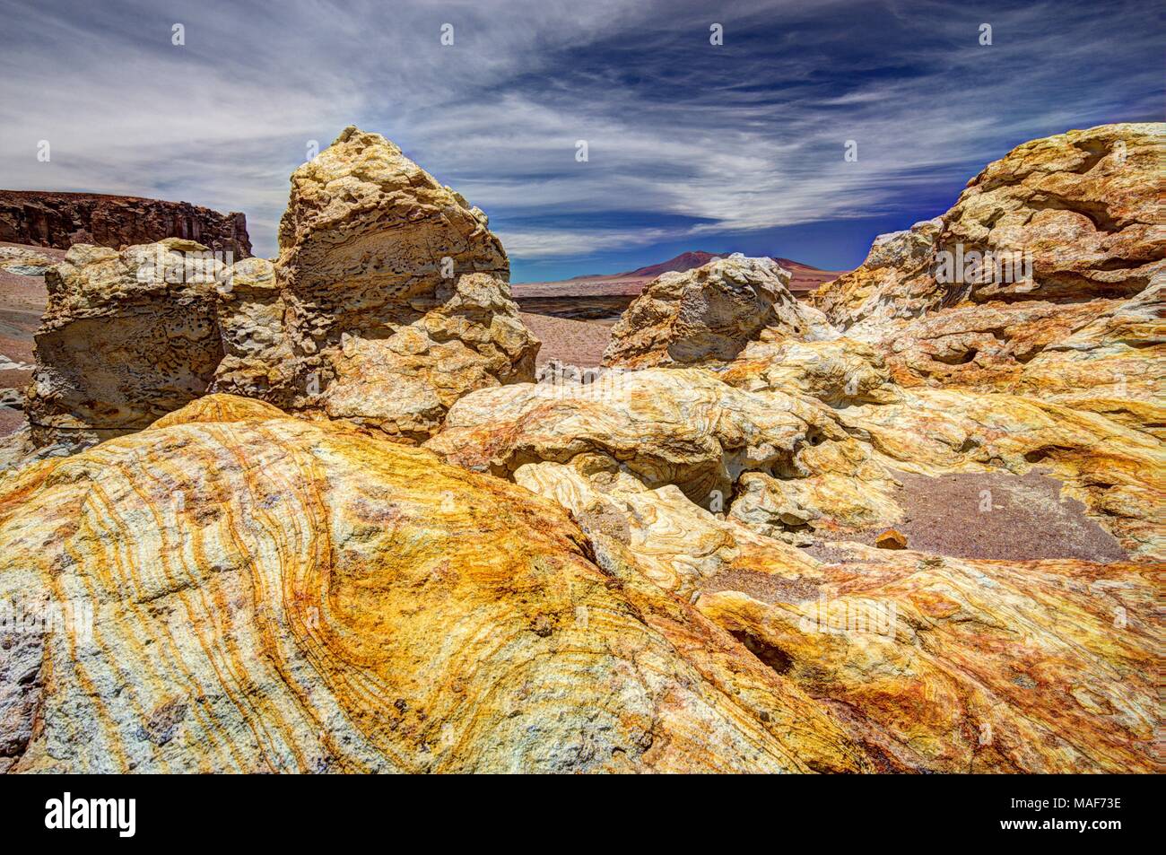 dry and desert landscape in the north of chile, Atacama Stock Photo