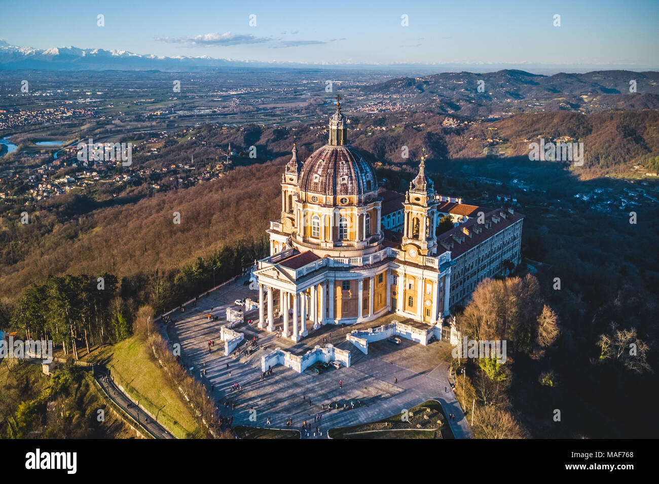 Aerial pictures of the Basilica di Superga.The Basilica of Superga is a  church in the vicinity of Turin. Photo: Alessandro Bosio/Alamy Stock Photo  - Alamy