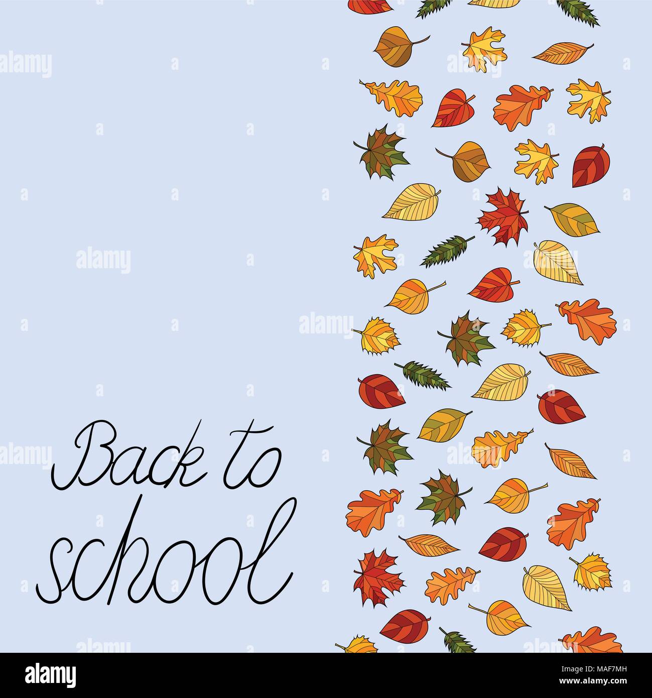 abstract vector doodle autumn leaves background - back to school Stock ...