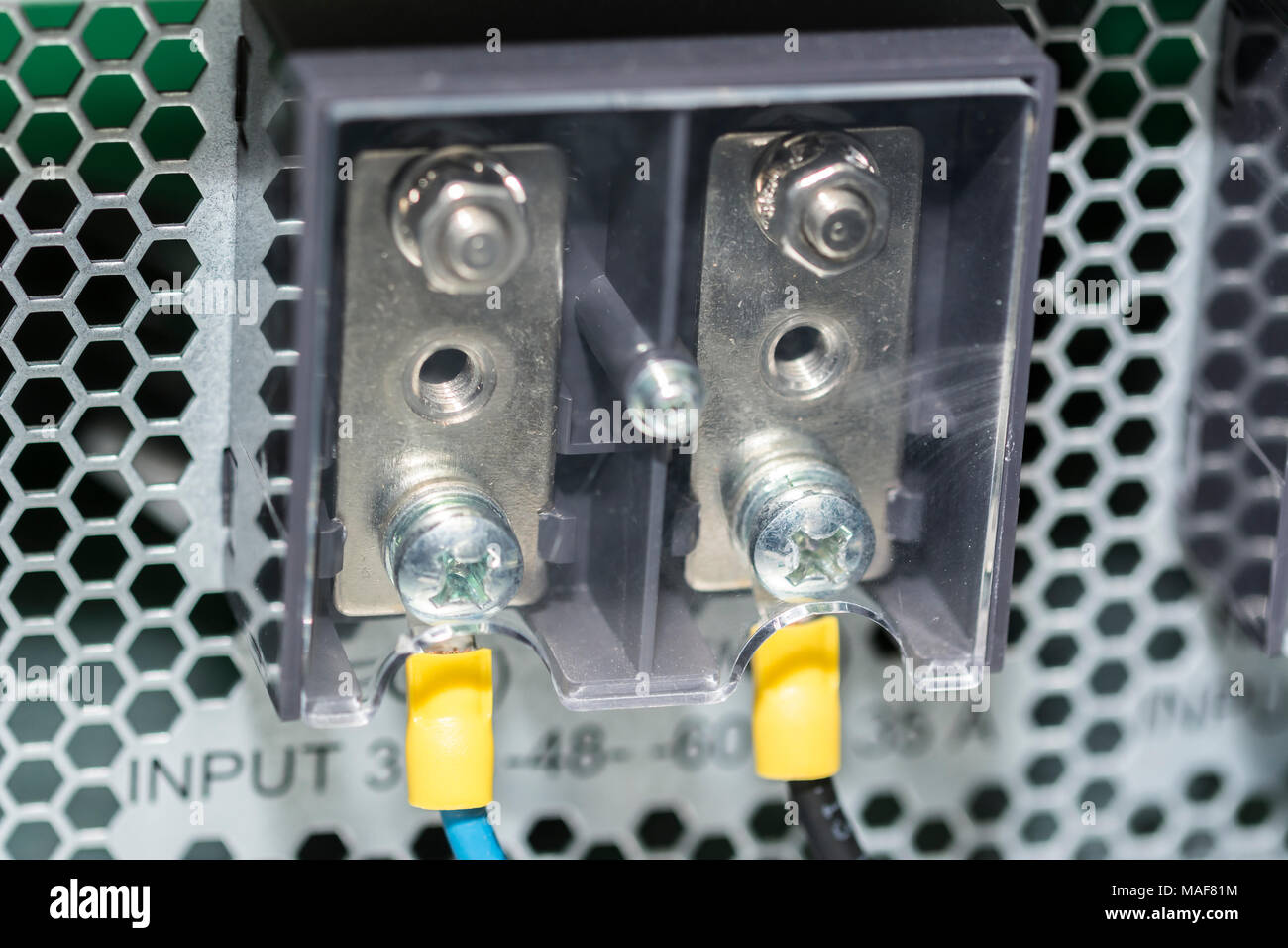 Electric panel with cables Electrical terminal in junction box Control