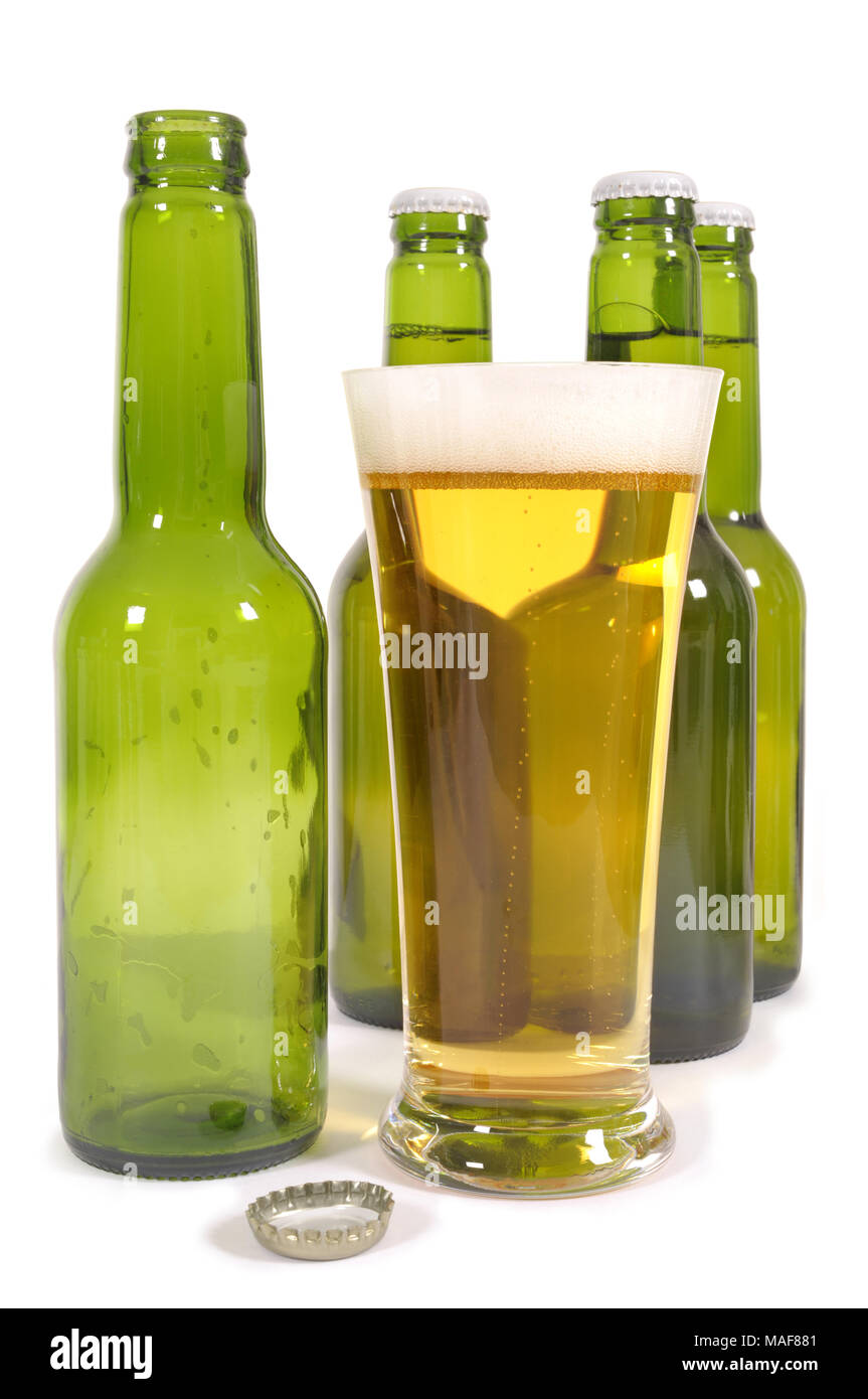 Download Glass Of Lager Beer With Green Bottles Stock Photo Alamy PSD Mockup Templates