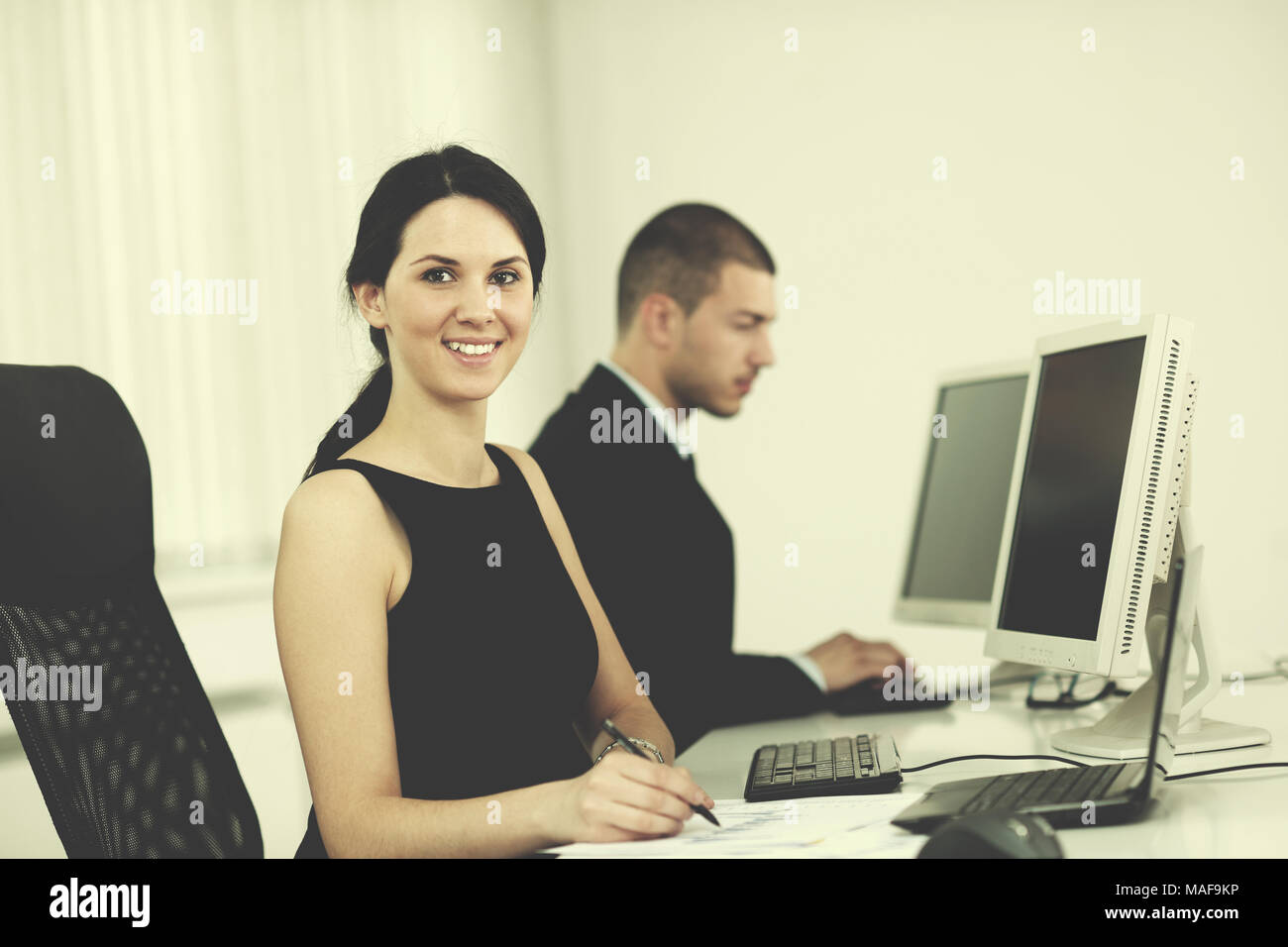 Business People Group With Headphones Giving Support In Help Desk