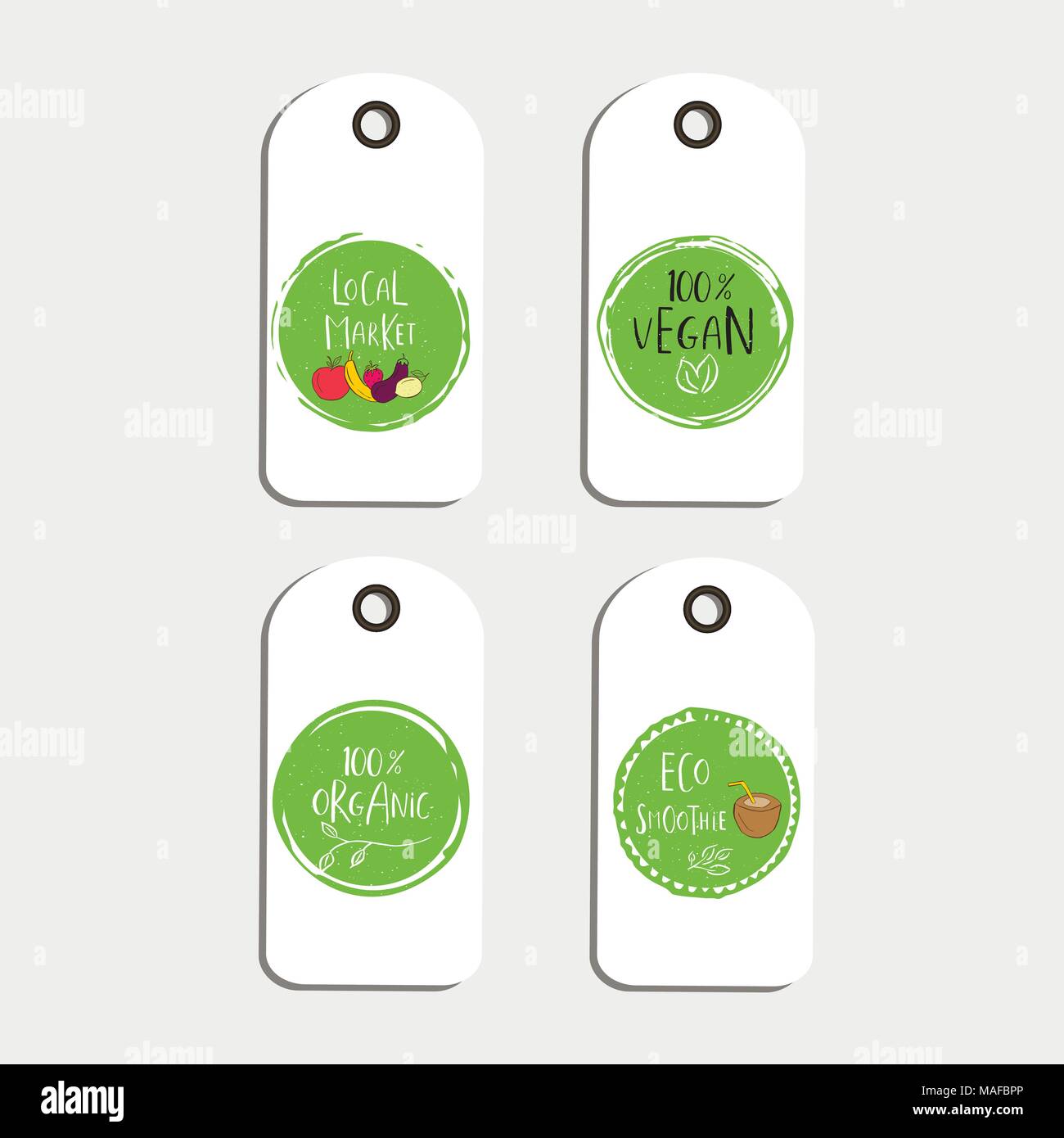 Set of Vector eco badge or tag, bio green logo. Vegan sign for cafe ...